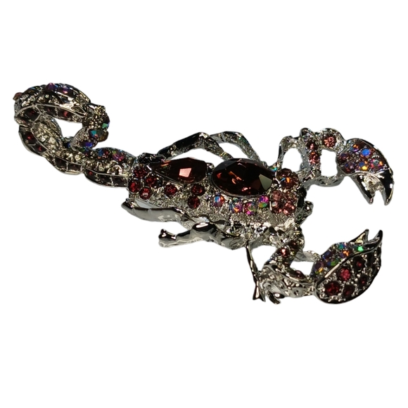 Scorpion Crystal Rhinestone Bling Articulated Stinger Brooch Pendant - Picture 7 of 11